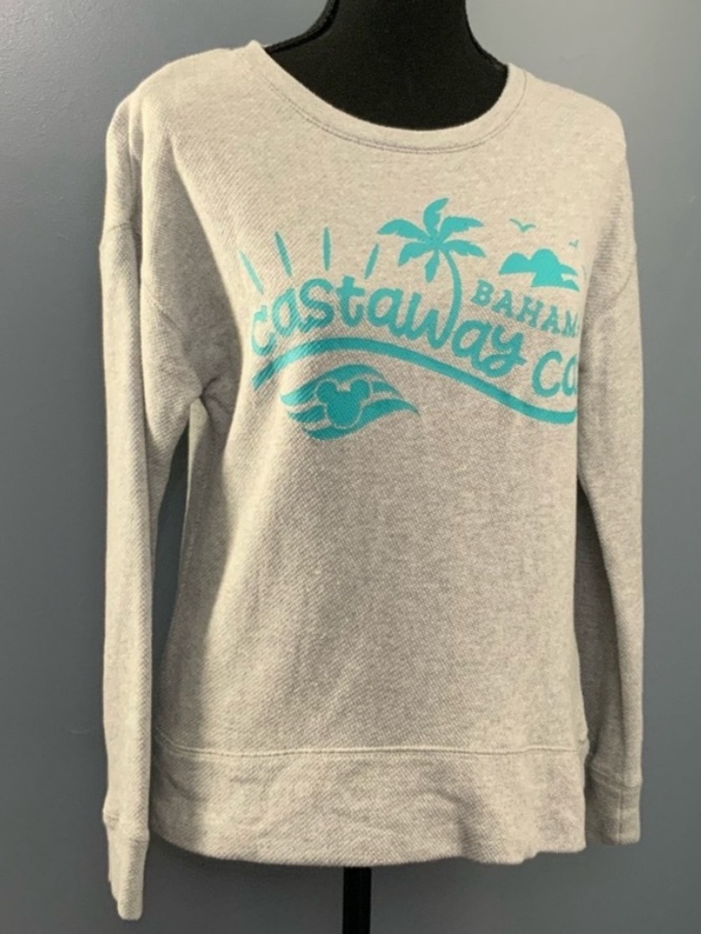 Disney Cruise Line Castaway Cay Diamond Weave Gray Sweatshirt -1X